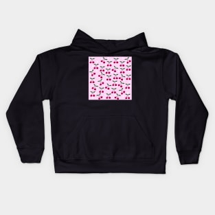 Cute Cherry Pattern on Pink Background Kids Hoodie